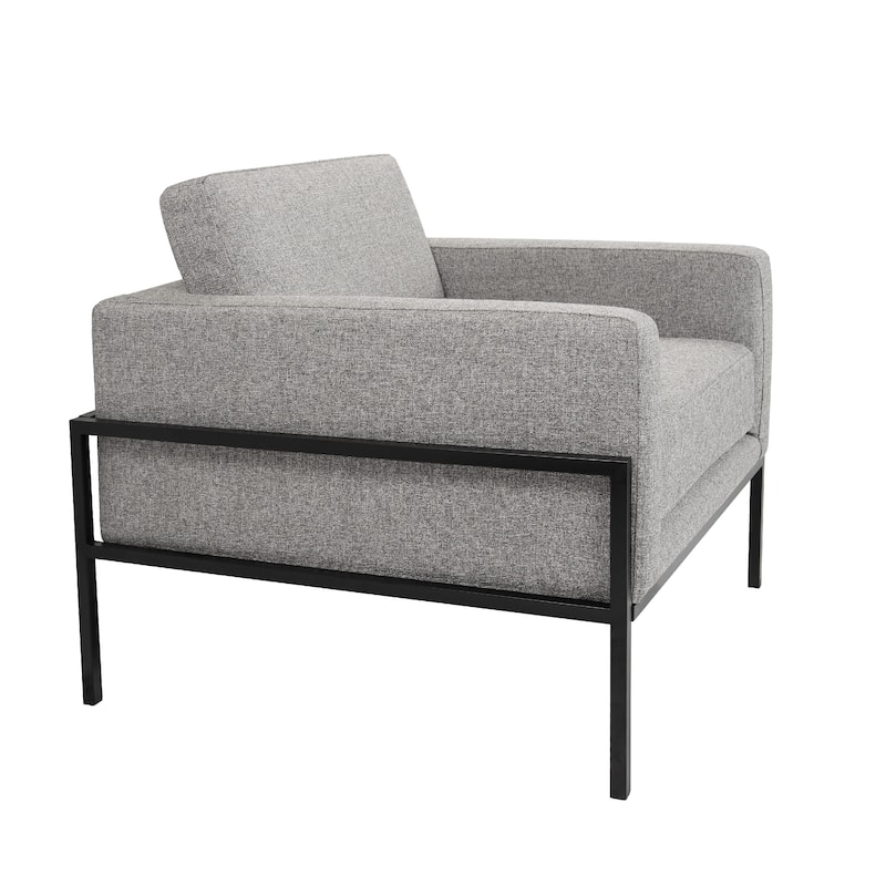 Fiam Accent Armchair, Heather Gray Woven Fabric, Black Metal Legs