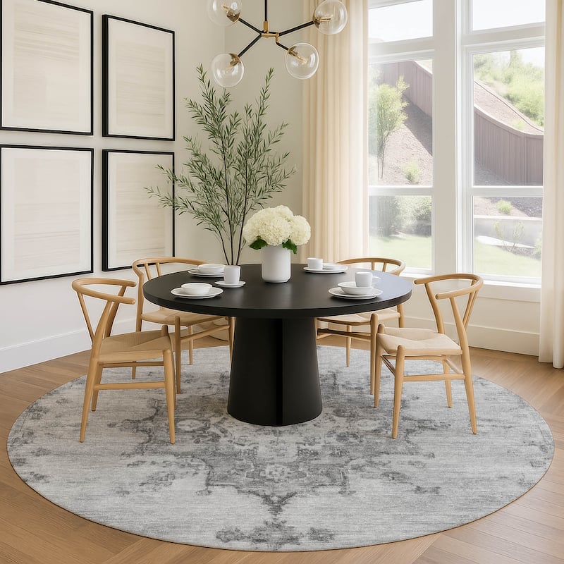 Machine Washable Indoor/ Outdoor Traditional Tabriz Chantille Rug