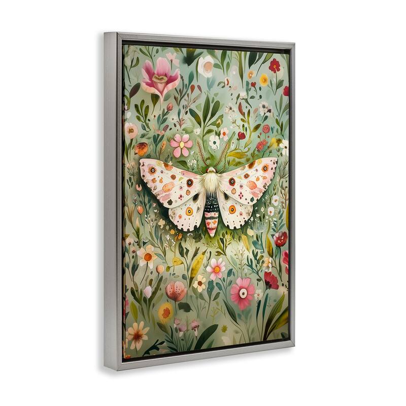 Stupell Floral Moth & Botanicals Framed Floater Canvas Wall Art Design By The Dutch Lady