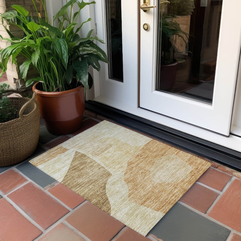 Machine Washable Indoor/ Outdoor Chantille Modern Abstract Rug