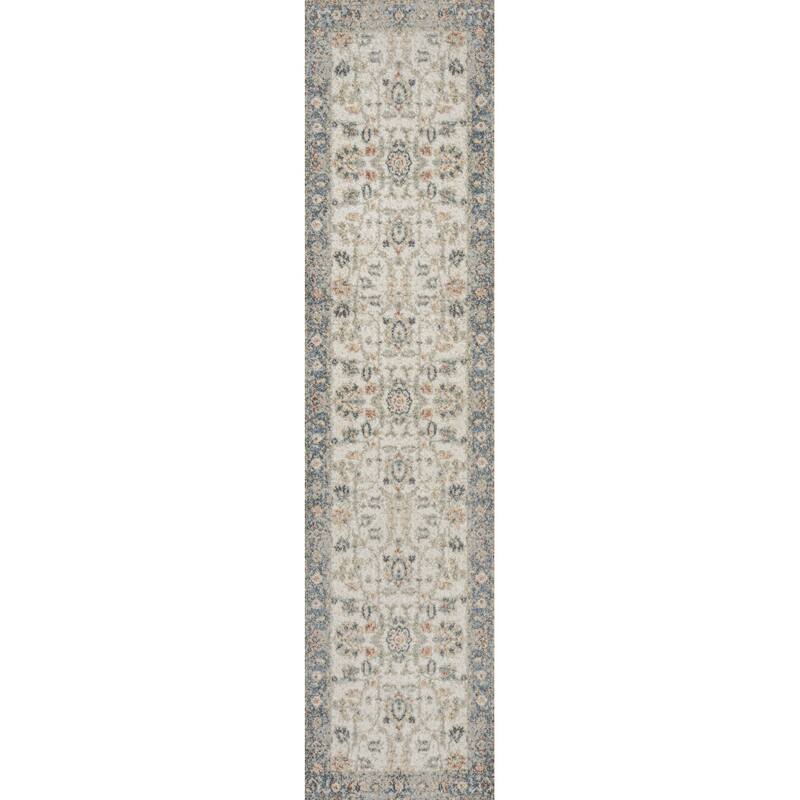 JONATHAN Y Edith Persian Border Low-Pile Machine-Washable Cream/Terra Area Rug - 2 X 8