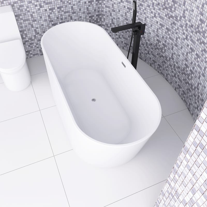 Acrylic Freestanding Soaking Bathtub in Gloss White