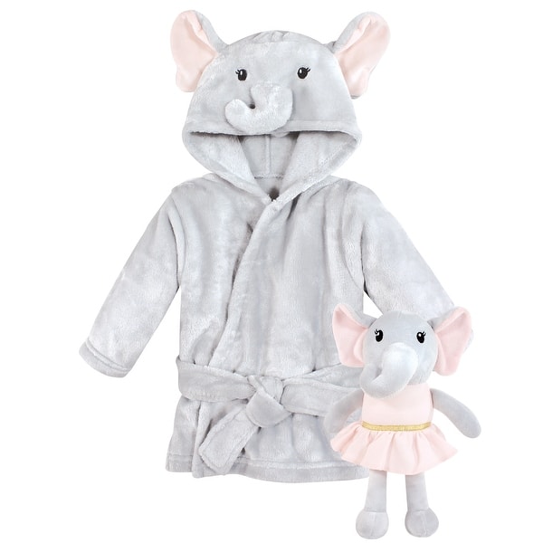 slide 1 of 1, Hudson Baby Unisex Baby Plush Bathrobe and Toy Set, Dreamy Elephant Girl, One Size - Dreamy Elephant Girl - One Size One Size - Dreamy Elephant Girl