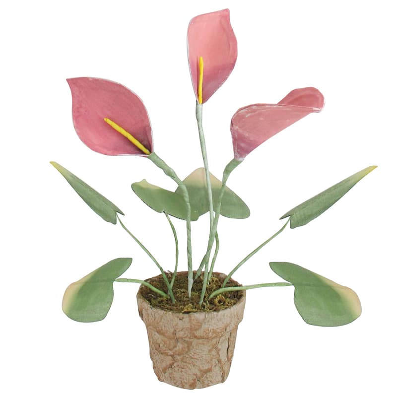19" Pink and Green Decorative Calla Lily Artificial Christmas Plants - 19