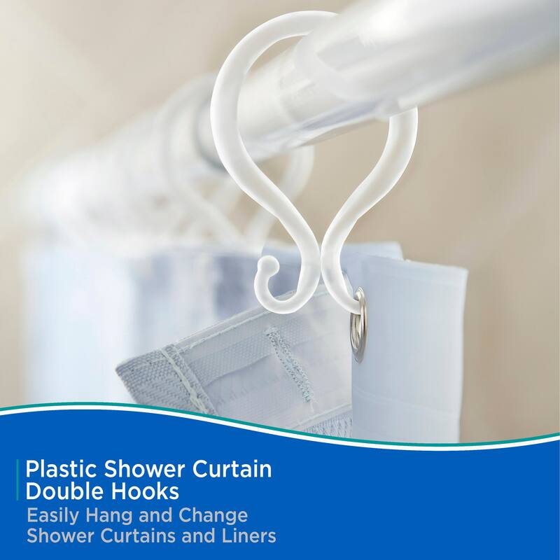 Kenney Shower Curtain Double Hooks, Set of 12