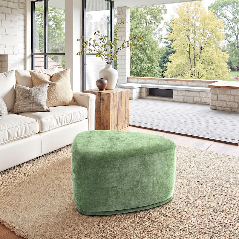 Bonnie 26"/43" W Chenille Small/ Oversized Triangular Cheese Ottoman
