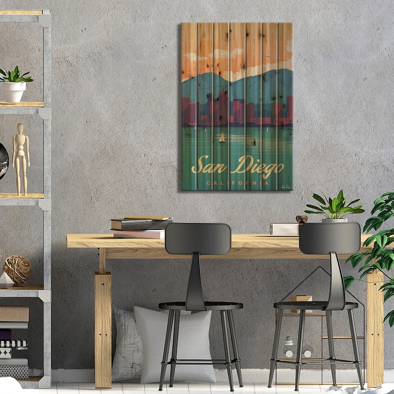 San Diego Print On Wood by IdeaStorm Studios - Multi-Color