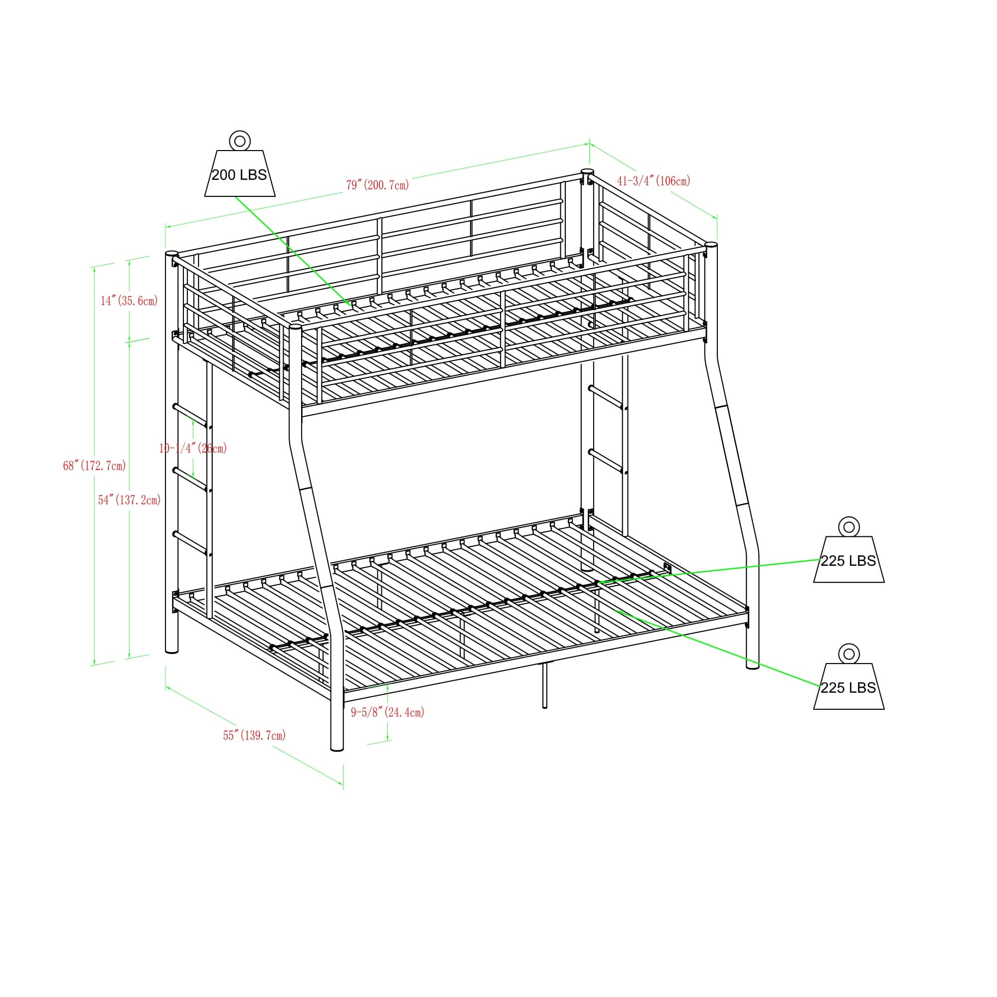 Taylor Olive Abner White Metal Bunk Bed Twin Over Full Overstock 3992660