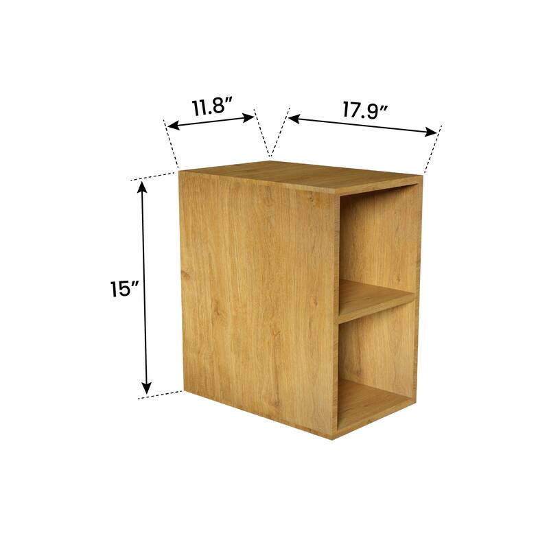 Bathroom Wall-Mounted Storage Cabinet with Two Open Shelves, Natural Oak Finish for Small Spaces - 17.91X11.81 in