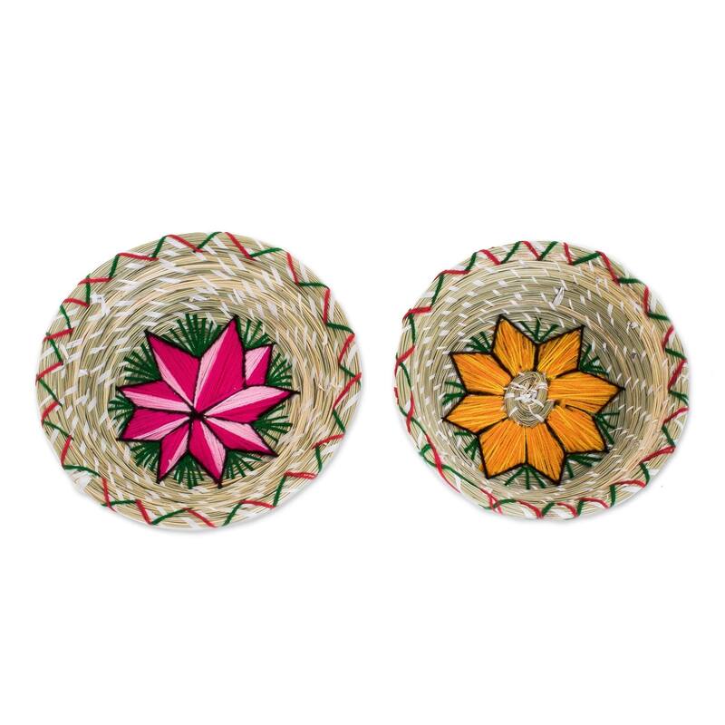 Novica Handmade Feminine Stars Natural Fiber Decorative Baskets (Pair)