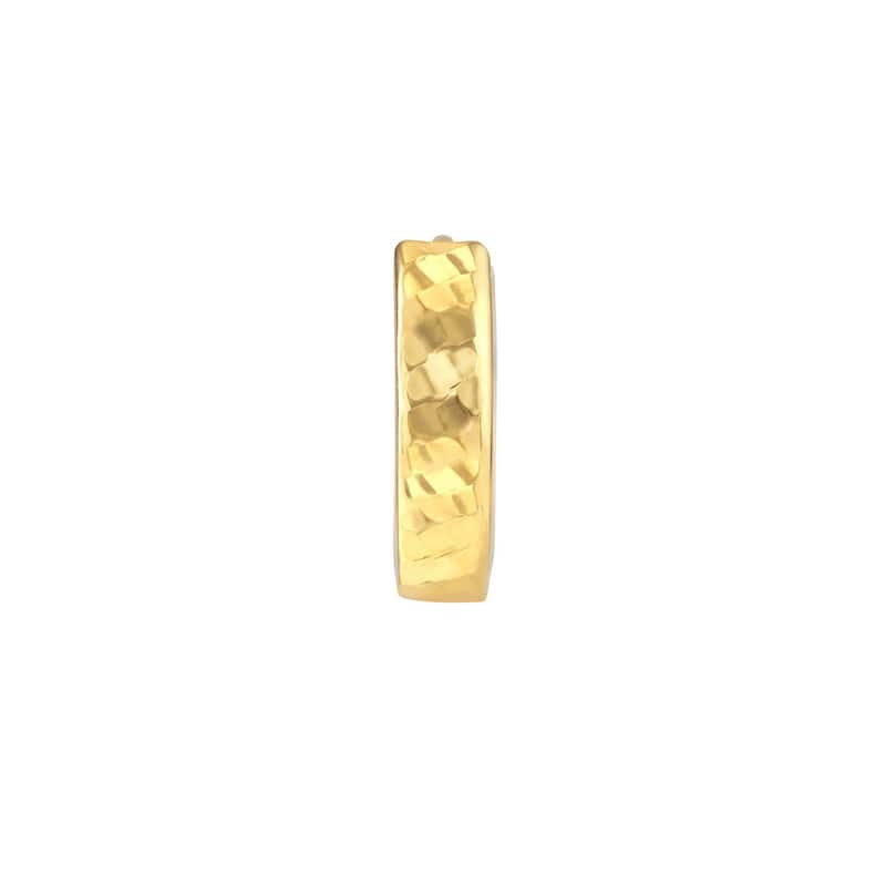 Curata 10k Yellow Gold 14x5mm Hinged Cut Pattern Hoop Earrings