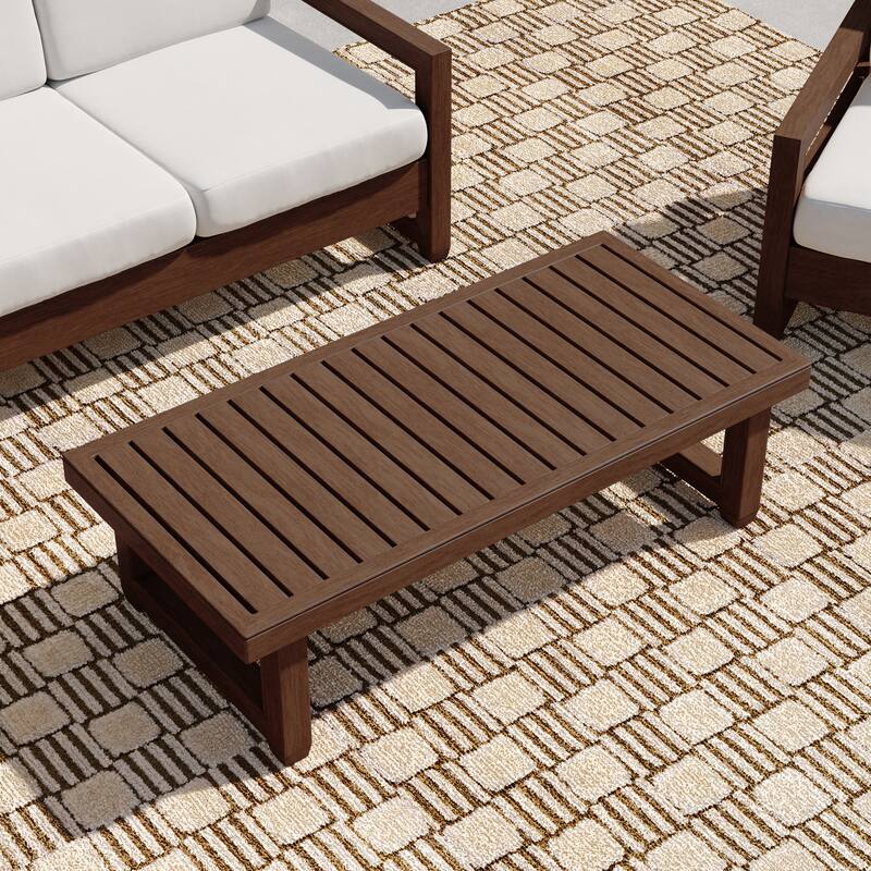 Rectangular Teak Wood Outdoor Patio Coffee Table