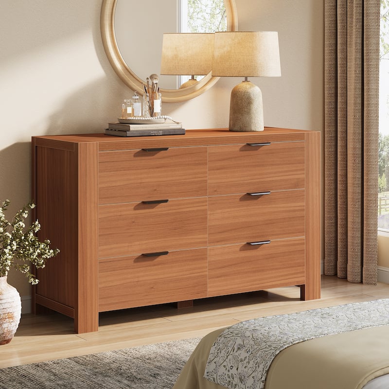 55-Inch Chest of Drawers, Wooden 6-Drawer Dresser Closet Storage Organizer - 6-drawer