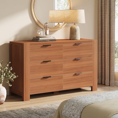 55-Inch Chest of Drawers, Wooden 6-Drawer Dresser Closet Storage Organizer