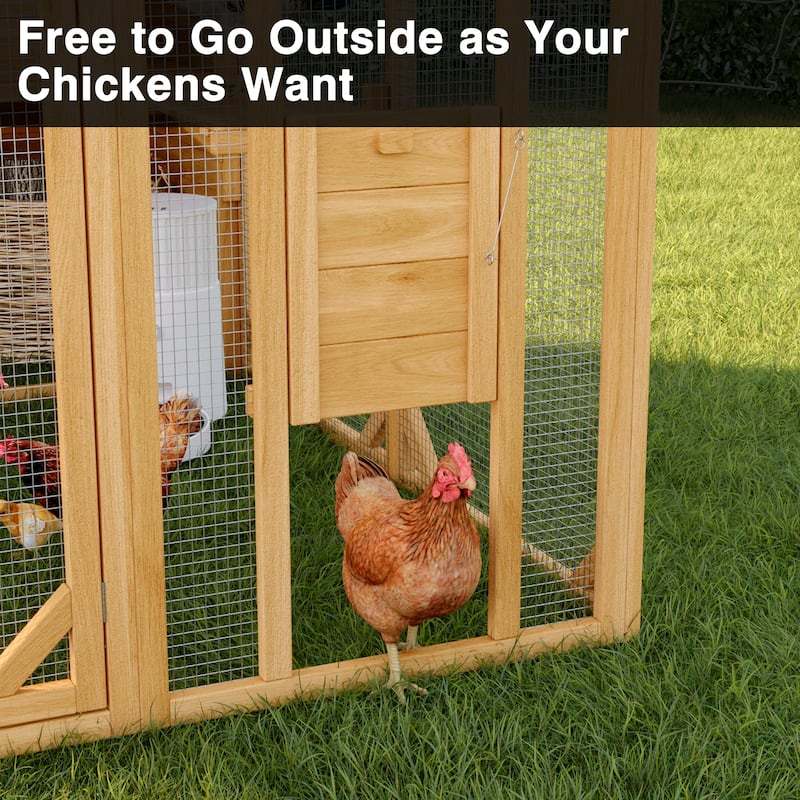 Multi-Functional Wood Chicken Coop Hen House or Cat Cage with Wire Mesh Run