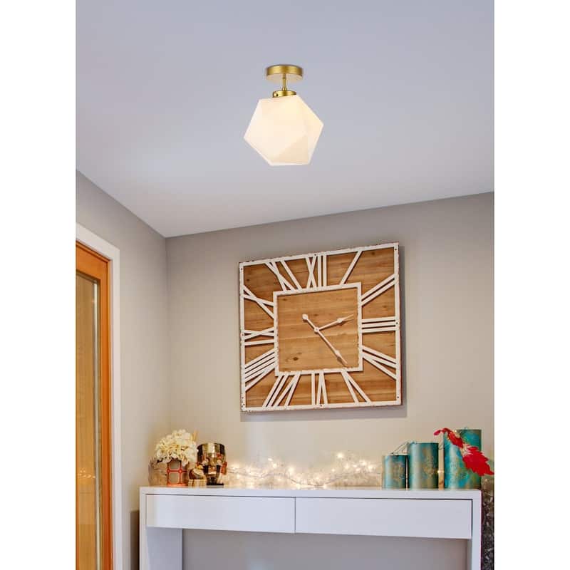 Lance 1 Light White Glass Flush Mount - 9.8 Inch
