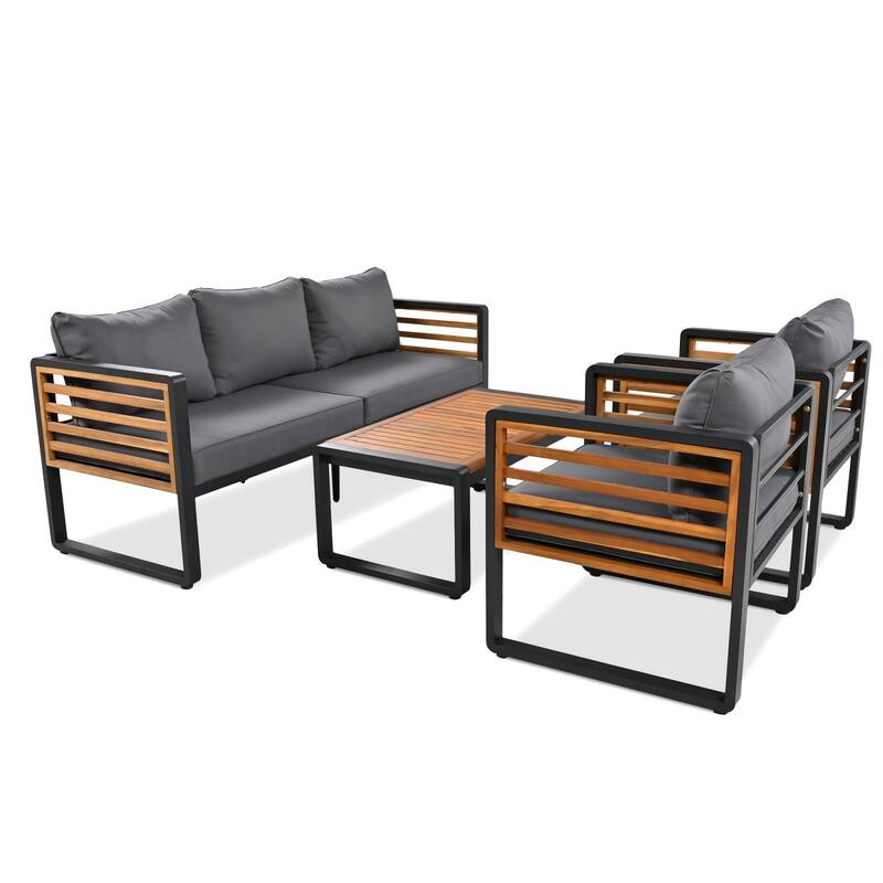 4 Pieces Outdoor Furniture Sofa for 5 Person Conversation Set