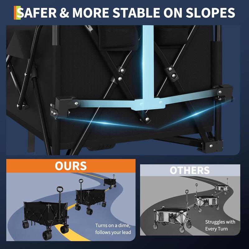 Outdoor Collapsible Folding Wagon Cart, 350lbs Capacity for Beach, Camping, Garden