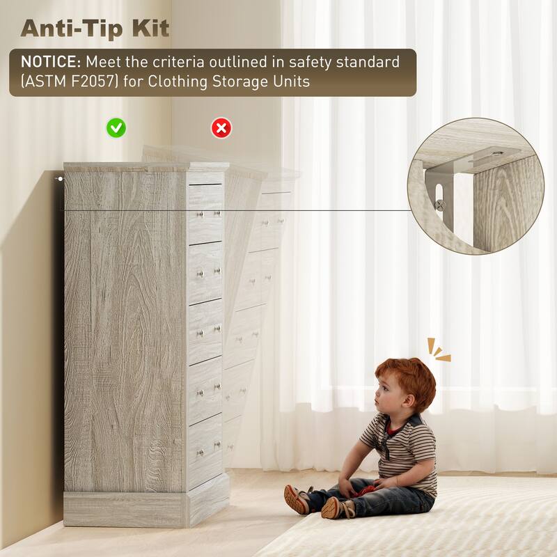 Classic Farmhouse 5-Drawer Dresser Particleboard & MDF Chest with Spacious Storage and Rustic Design