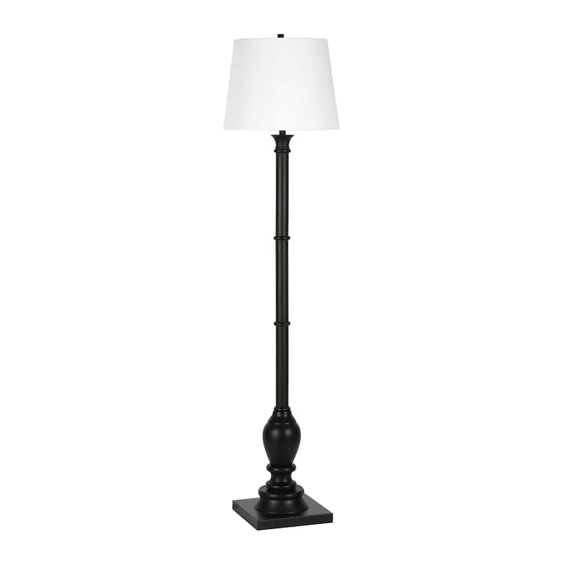 HomeRoots 66" Black Traditional Shaped Floor Lamp With White Frosted Glass Empire Shade - 66" Tall