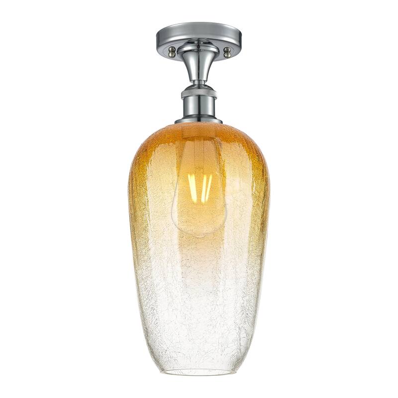 Innovations Lighting Endless Possibilities Ballston - Brookhaven Flute - 1 Light 7" Semi-Flush Mount - Polished Chrome/Amber