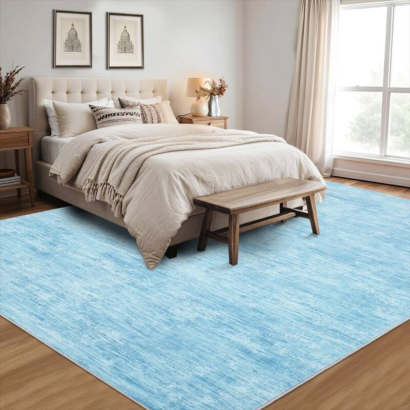 Rugs for Living Room Modern Abstract Area Rug Non-Slip Low Pile Accent Rug Soft Foldable Solid Rug