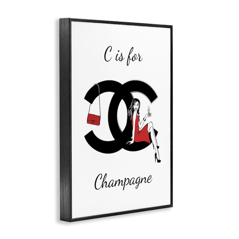Stupell Glam C Is For Champagne Framed Giclee Art Design By Martina Pavlova