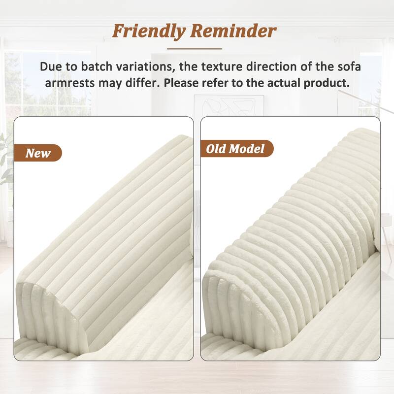 129" Oversized Sectional Sofa, U-shaped Sofa Couch Modern Corduroy Upholstered Deep Seat Sofa with Chaise Lounge