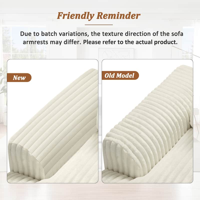 U-Shaped Sectional Sofa with Chaise Lounge, Oversized Corduroy Upholstered Sofa, 5 Seater Sofa with Removable Throw Pillows