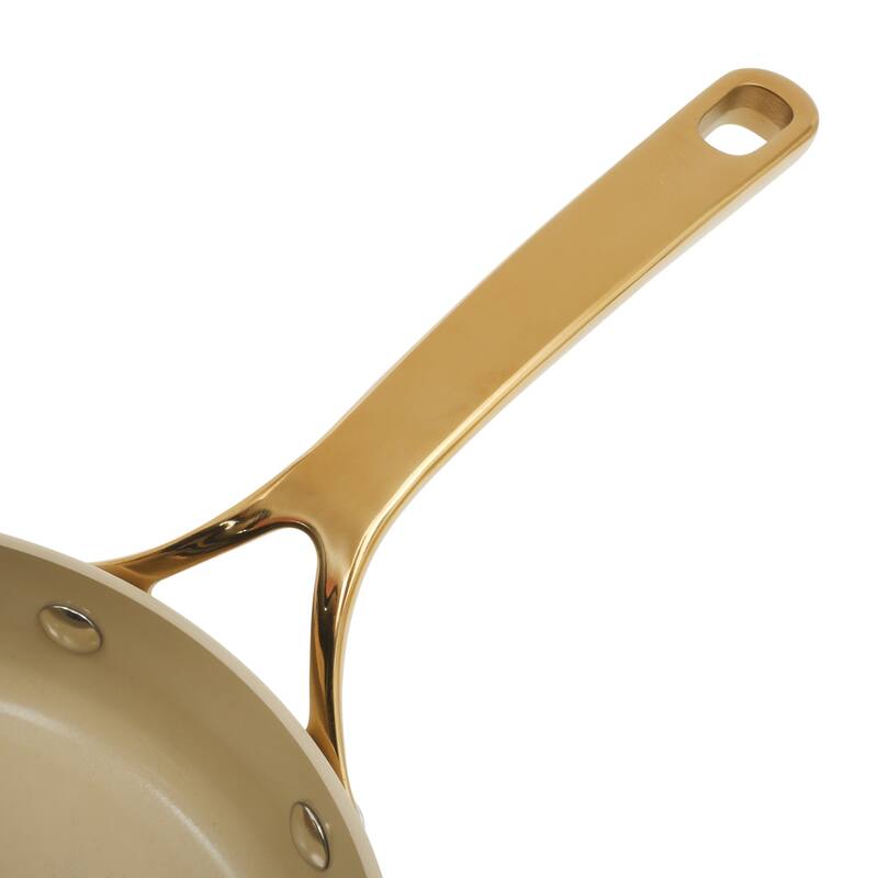 Bloomhouse 8 Piece Pots and Pans Heavy Duty Aluminum Premium PFA Free Ceramic Nonstick - Almond Cream