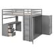 preview thumbnail 8 of 11, Full Loft Bed with Wardrobes & Desk, Solid Wood Loft Bed Frame w/ 2 Storage Drawers Cabinet, for Kids Teens Adults Bedroom, Grey