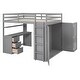 preview thumbnail 8 of 12, Full size Loft Bed with Drawers, Desk and Wardrobe, Space-saving, Grey