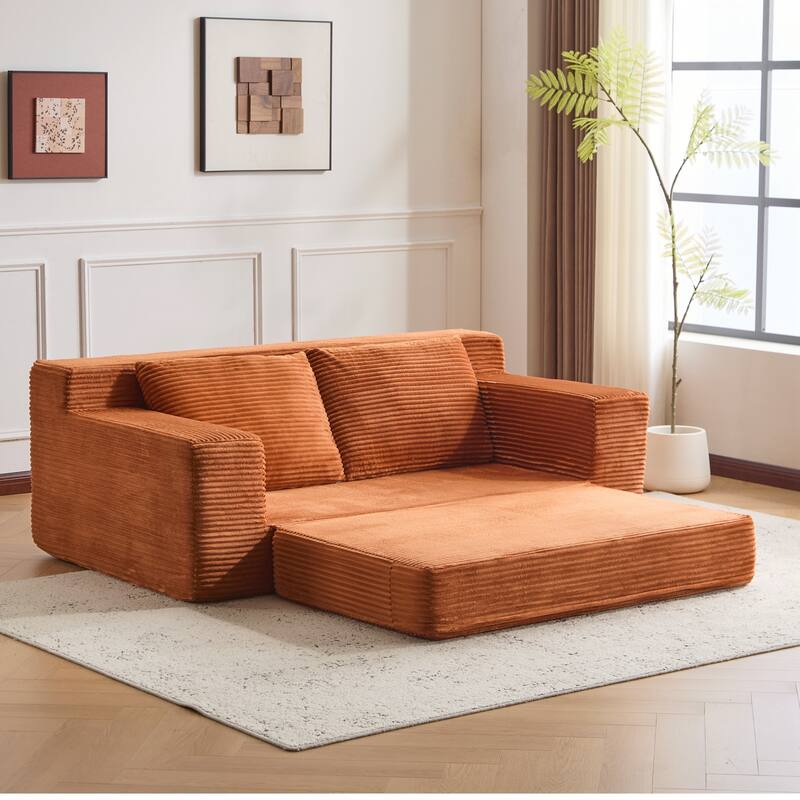 Loveseat Sofa, Comfortable Deep Seat Sofa Bed, Modern Small Corduroy Couch for Living Room Bedroom