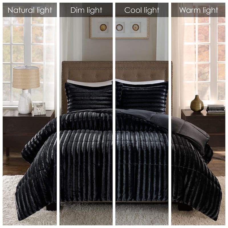 Madison Park York Faux Fur Comforter Mini Set