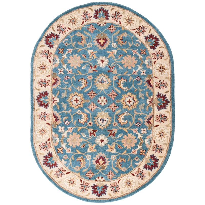 SAFAVIEH Handmade Antiquity Andreanne Traditional Oriental Wool Rug - 7'6" x 9'6" Oval - Blue/Beige