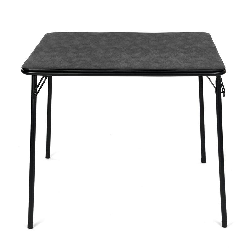 Homy Casa Outdoor Square Patio Dining Table, Black PVC Top, Metal Legs