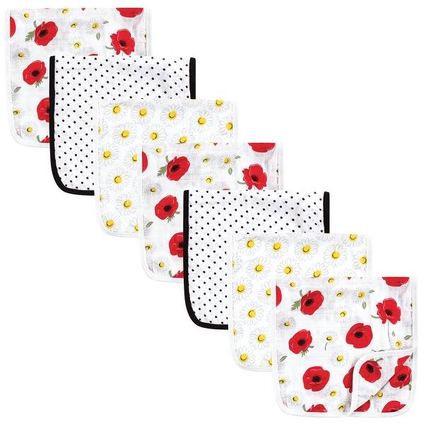 slide 1 of 1, Hudson Baby Infant Girl Muslin Burp Cloth 7pk, Poppy Daisy, One Size - Poppy Daisy - One Size One Size - Poppy Daisy