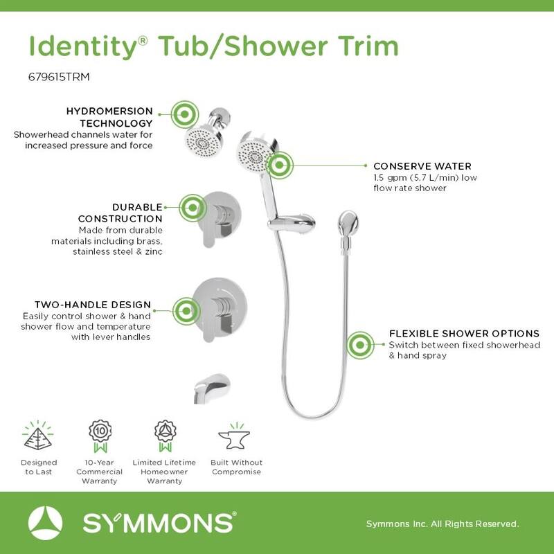 Symmons 679615TRM Identity HydroMersion Pressure Balanced Tub and