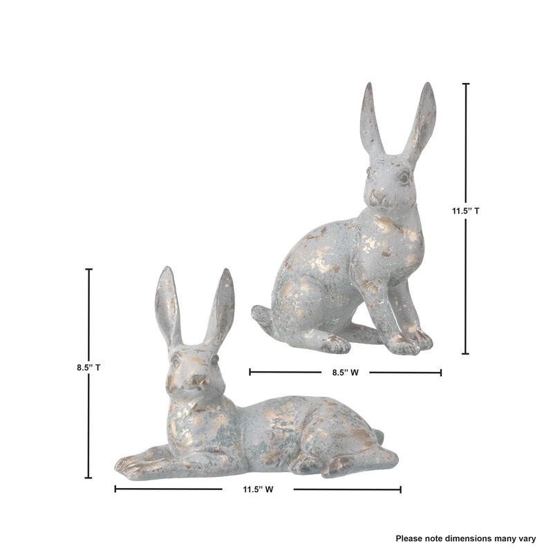 Resin Sit And Lay Rabbit Set of 2