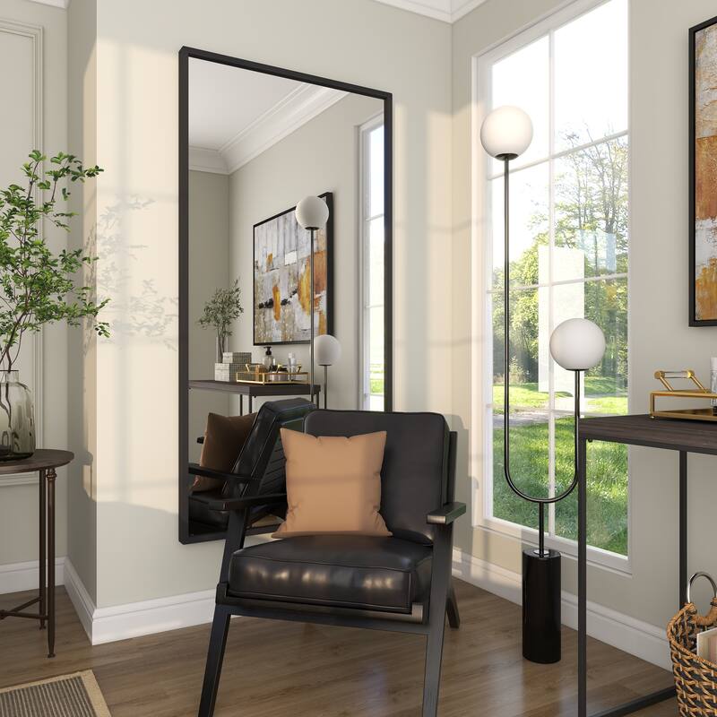 Metal Tall Floor Mirror - Black - Roche River Decor