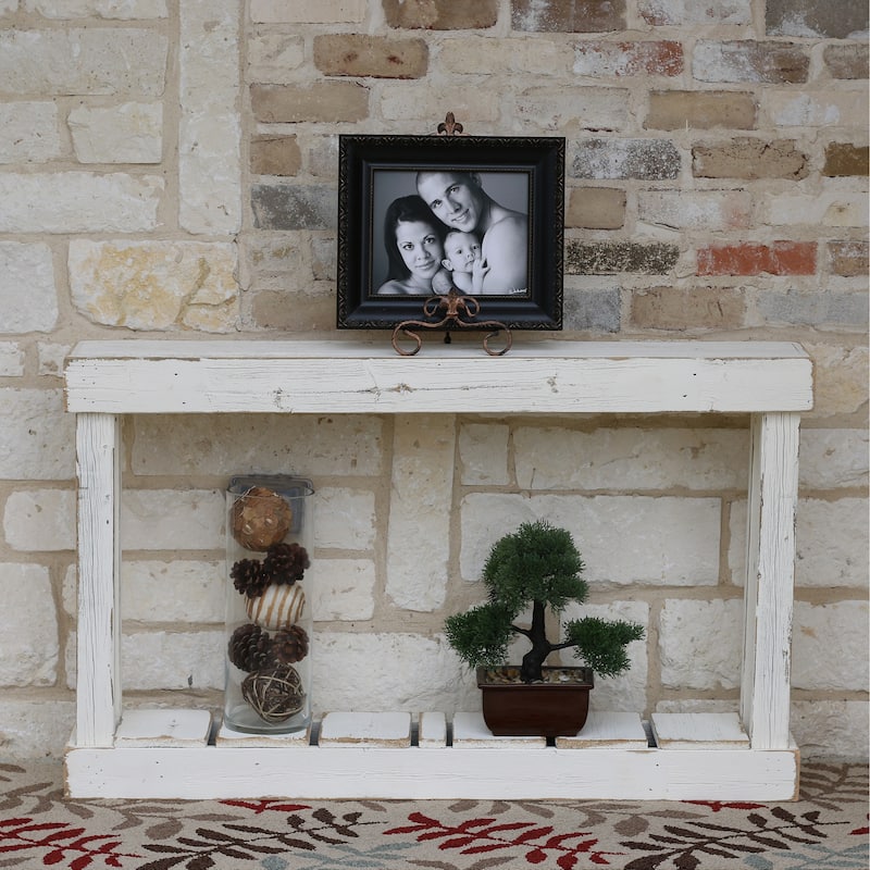 46-inch Rustic Distressed Reclaimed Wood Console Table - White