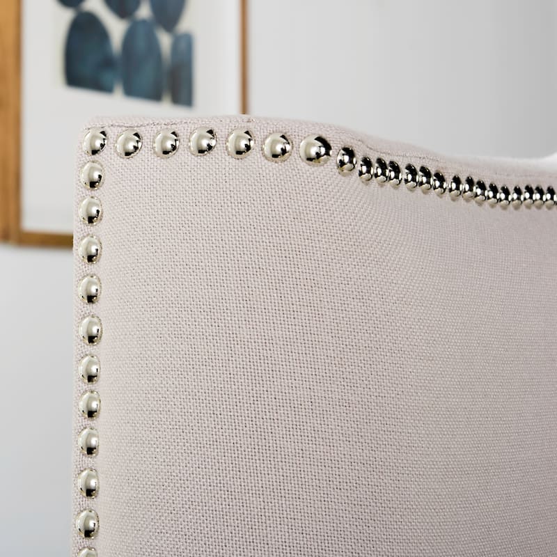 SAFAVIEH Jessi Arctic Grey Upholstered Camelback Headboard