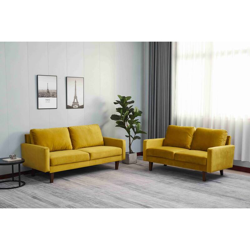 Velvet 2 Piece Loveseat and Sofa Living Room Set