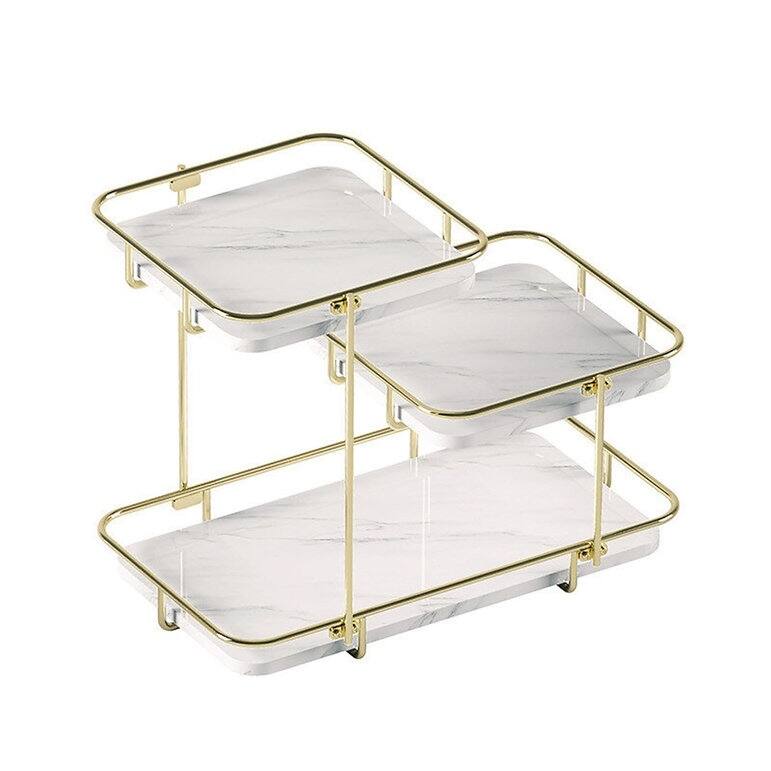 Bathroom Organizer Countertop Makeup Organizer Cosmetics Storage Display Rack 3 - Gold
