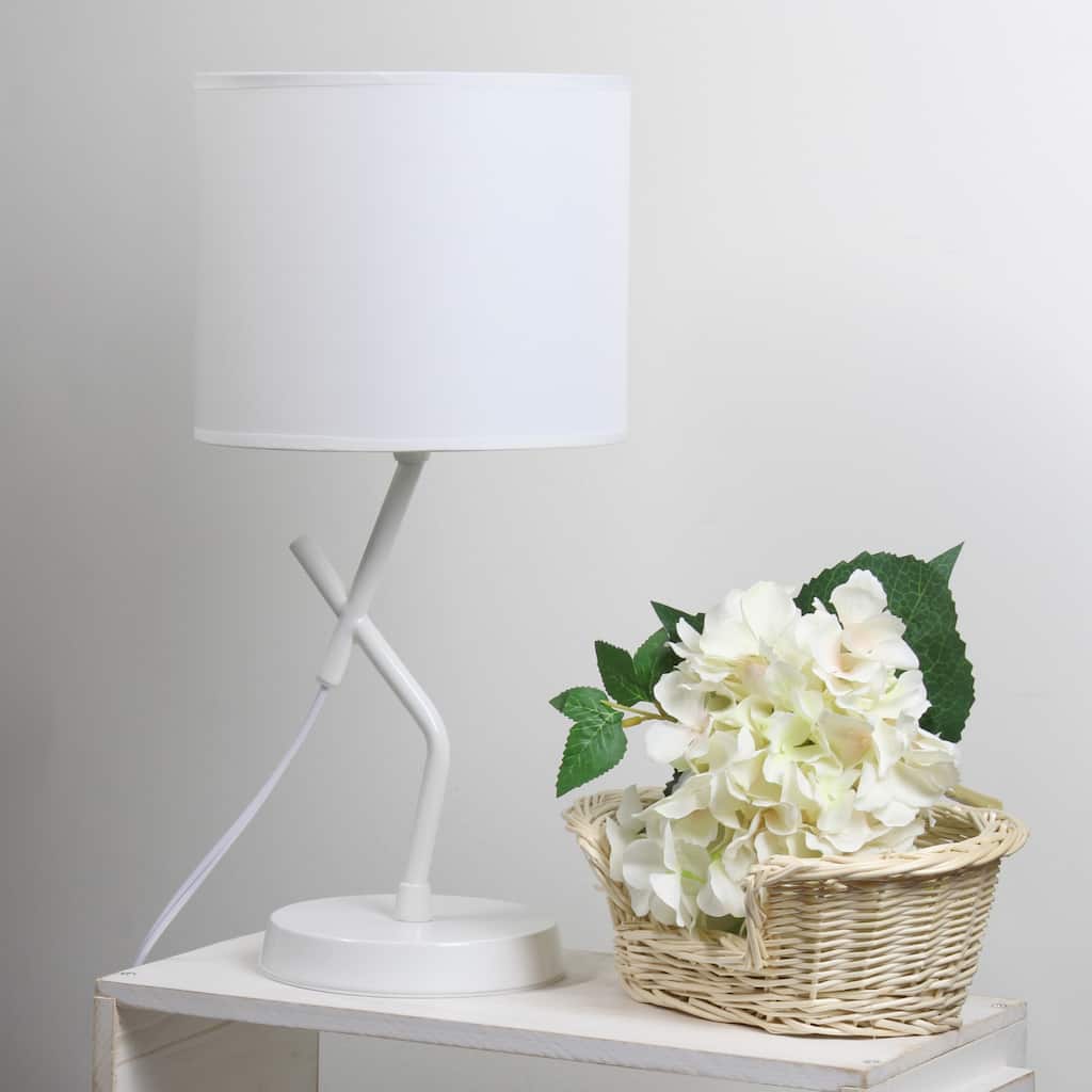 Abstract Angular Table Lamp with Drum Shade - 17" - White