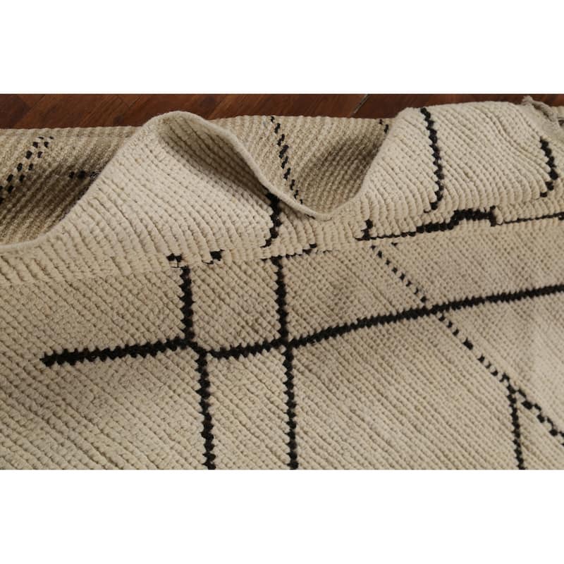 All-Over Geometric Moroccan Area Rug Hand-Knotted Wool Carpet - 7'9"x 9'8"