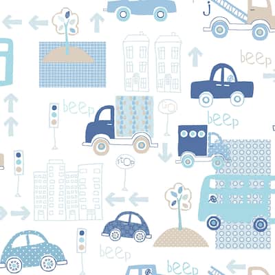 Galerie Wallcoverings Just 4 Kids 2 City Traffic Non-woven Matte Wallpaper Roll