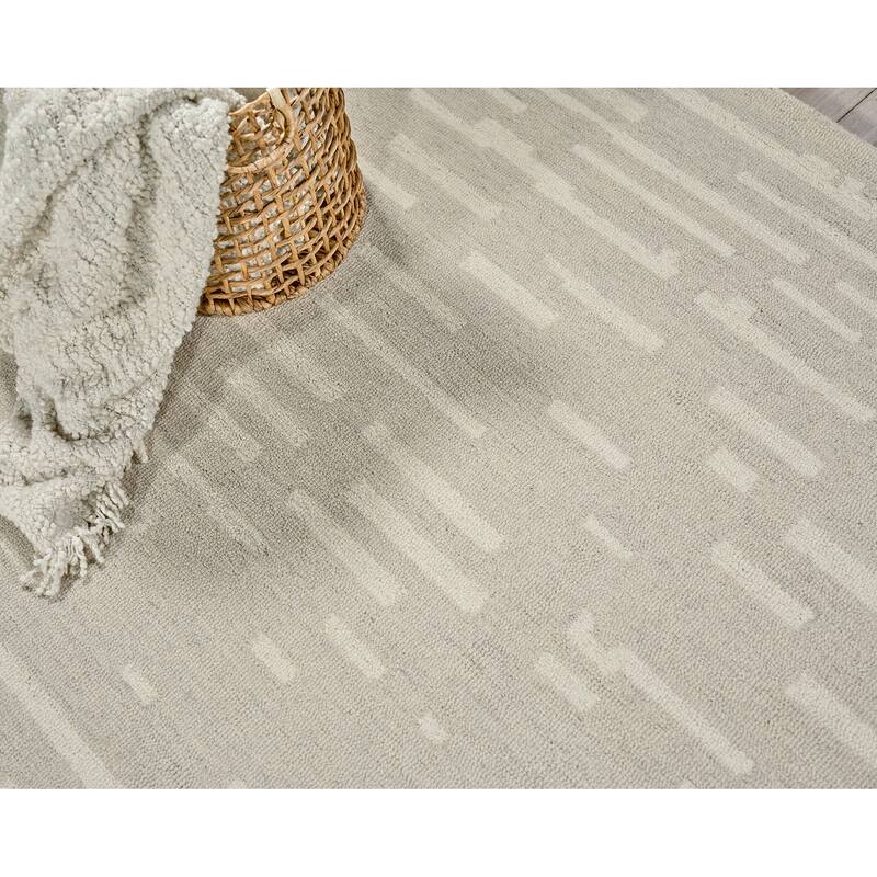 Exquisite Rugs Carmel Handmade Hand-tufted New Zealand Wool on Canvas Silver/Ivory Area Rug