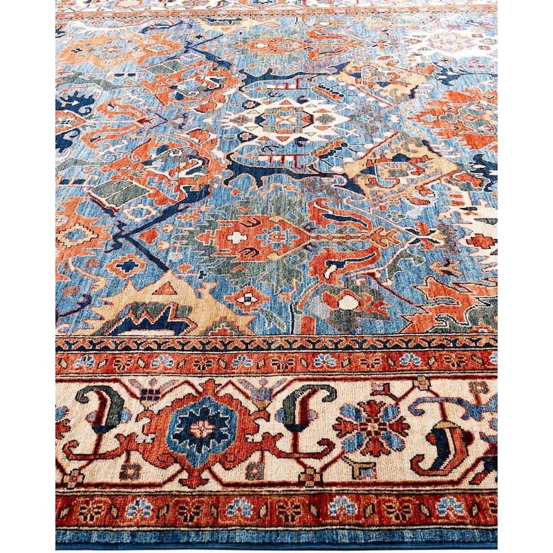 Serapi One-of-a-Kind Hand-Knotted Area Rug - Light Blue, 9' 1" x 11' 8" - 9' 1" x 11' 8"