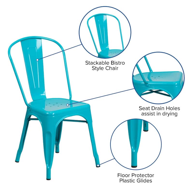 Metal Indoor/ Outdoor Stackable Bistro Chair (Set of 4)